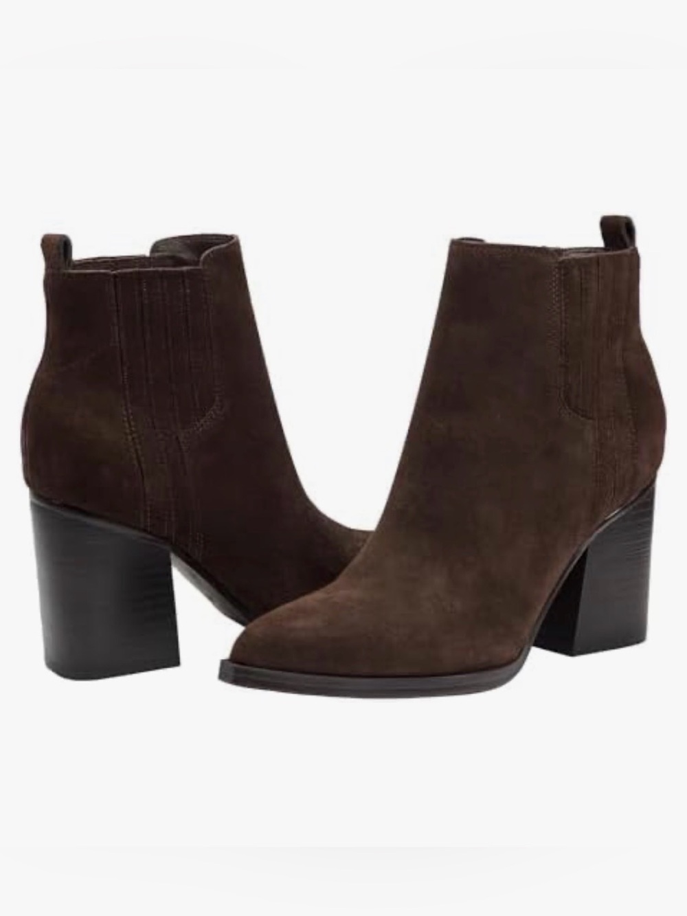 NEW! Marc Fisher Dark Brown Suede Ankle Boots - Classic Block Heel sz 9 Leather
